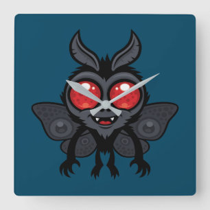 Gruseliger süßer Kryptid Mothman-Monster Quadratische Wanduhr