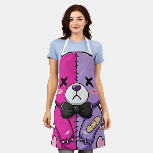 Gruseliger Süßer Pastell-Goth-Bär-Apron Schürze (Getragen)