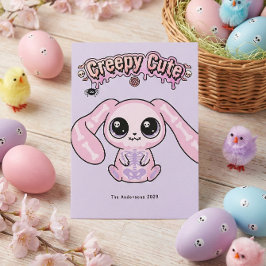 Gruseliger süßer Pastell-Goth-Oster-Schädel-Hase Feiertagskarte