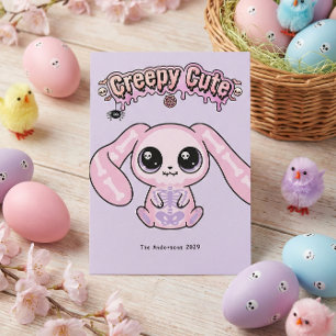 Gruseliger süßer Pastell-Goth-Oster-Schädel-Hase Feiertagskarte