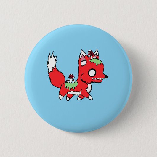 Gruseliger süßer Pilz Fuchs Button (Vorderseite)