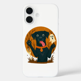 Gruseliger süßer schwarzer Hund mit Geist  iPhone 16 Hülle