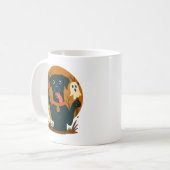 Gruseliger süßer schwarzer Hund mit Geist  Kaffeetasse (Vorderseite Links)
