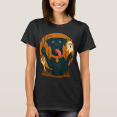 Gruseliger süßer schwarzer Hund mit Geist T-Shirt (Vorderseite)