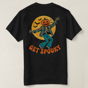 Gruseliger Tanzender Kürbiskopf-Skelett Retro Hall T-Shirt