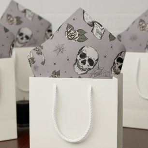 Gruseliger Taupe-Grau-Blumenkleiner Totenkopf-Hall Seidenpapier