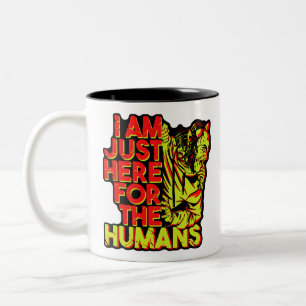Gruseliger Teufel Halloween Hier für die Menschen Zweifarbige Tasse