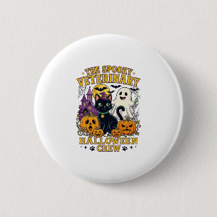 Gruseliger Tierarzt Halloween Crew Schwarze Katze Button