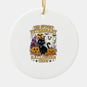 Gruseliger Tierarzt Halloween Crew Schwarze Katze  Keramik Ornament