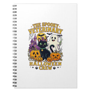 Gruseliger Tierarzt Halloween Crew Schwarze Katze Notizblock