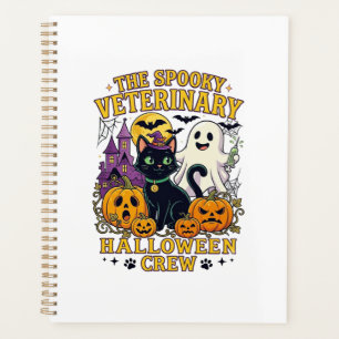 Gruseliger Tierarzt Halloween Crew Schwarze Katze Planer