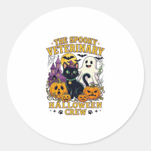 Gruseliger Tierarzt Halloween Crew Schwarze Katze  Runder Aufkleber