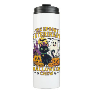 Gruseliger Tierarzt Halloween Crew Schwarze Katze  Thermosbecher