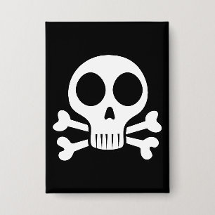 gruseliger Totenkopf auf schwarzem Hintergrund Button