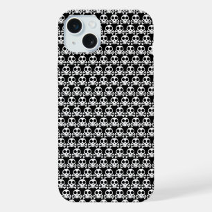 gruseliger Totenkopf auf schwarzem Hintergrund iPhone 15 Plus Hülle
