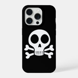 gruseliger Totenkopf auf schwarzem Hintergrund iPhone 15 Pro Hülle