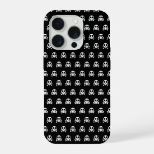 gruseliger Totenkopf auf schwarzem Hintergrund iPhone 15 Pro Hülle