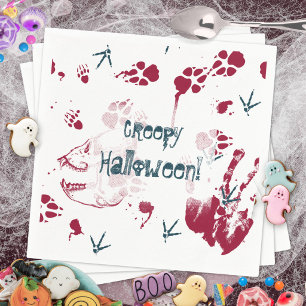 Gruseliger Totenkopf-Blutspuren Halloween-Party Serviette