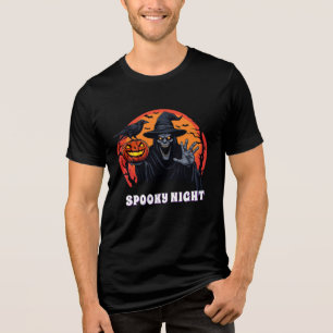 Gruseliger Totenkopf-Hexen-Halloween-Abenteuer 👻 Tri-Blend Shirt