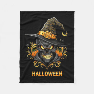 Gruseliger Totenkopf-Hexenhut Halloween-Horror-Y-K Fleecedecke