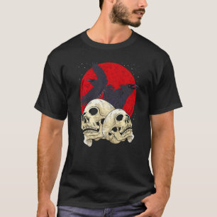 Gruseliger Totenkopf Schädel Skelett Kopf Krähe Go T-Shirt