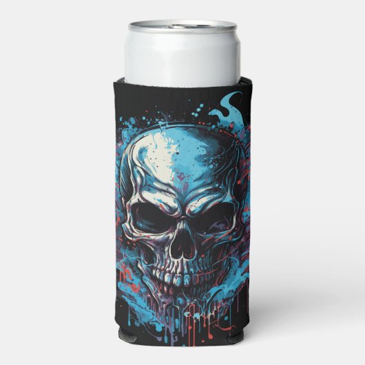 Gruseliger Totenkopf Selters Dosenkühler (Seltzer Vorderseite)