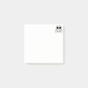 gruseliger Totenschädel auf schwarzem Hintergrund Post-it Klebezettel