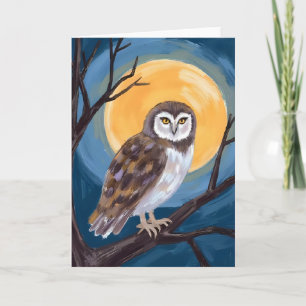 Gruseliger Uhu Vollmond Frohes Halloween Feiertagskarte