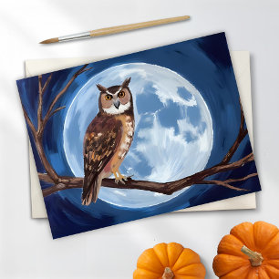Gruseliger Uhu Vollmond Halloween Feiertagspostkarte
