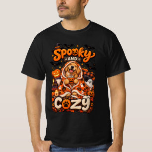 Gruseliger und gemütlicher Golden Retriever Herbst T-Shirt