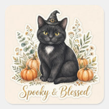 Gruseliger und gesegneter schwarzer Halloween-Katz