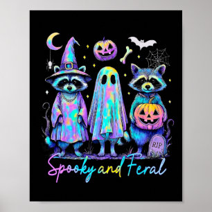 Gruseliger und verwilderter Halloween-Waschbär-Hex Poster