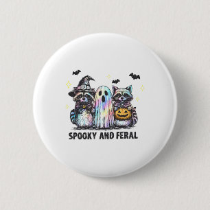 Gruseliger und verwilderter Waschbär Halloween-Was Button