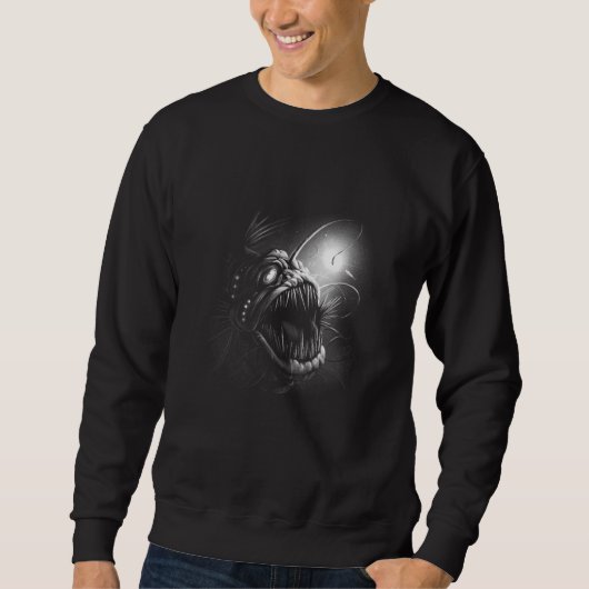 Gruseliger unheimlicher spookiger Unterwasserfisch Sweatshirt (Vorderseite)
