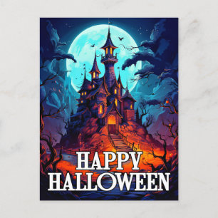 Gruseliger verlassener Landsitz   Frohes Halloween Postkarte