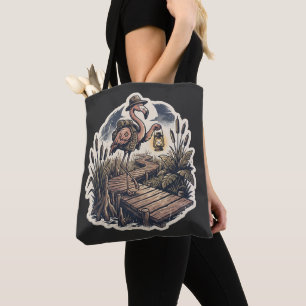 Gruseliger Vintage-Flamingo-Sumpf-Entdecker-Hallow Tasche