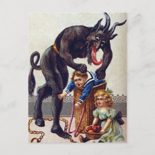 Gruseliger Vintage-Krampus Feiertagspostkarte