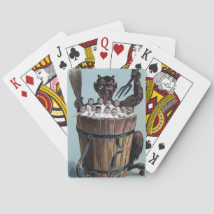 Gruseliger Vintage Krampus Spielkarten