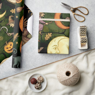 Gruseliger Vintage-Mond-Halloween-Geschenk Geschenkpapier
