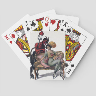 Gruseliger Vintage-Teufel Spielkarten