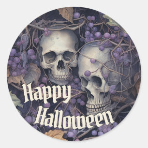 Gruseliger Vintage-Totenkopf Frohes Halloween Runder Aufkleber