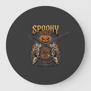 Gruseliger Vires Halloween-Kürbiskopf hält Augapfe Große Wanduhr