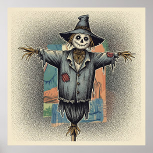 Gruseliger Vogelscheuchen-Gothic-Farm-Horror Poster