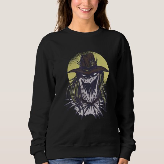 Gruseliger Vogelscheuchen Halloween Sweatshirt (Vorderseite)