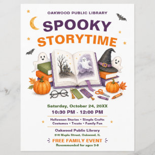 Gruseliger Vorleseabend für Kinder Halloween-Flyer Flyer