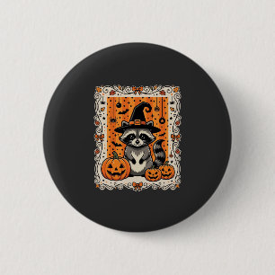 Gruseliger Waschbär Halloween-Kürbis-Design_1 Button