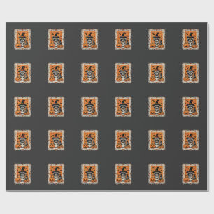 Gruseliger Waschbär Halloween-Kürbis-Design_1 Geschenkpapier