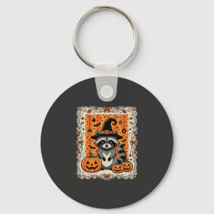 Gruseliger Waschbär Halloween-Kürbis-Design_1 Schlüsselanhänger