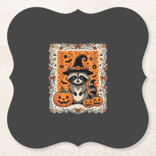 Gruseliger Waschbär Halloween-Kürbis-Design_1 Untersetzer