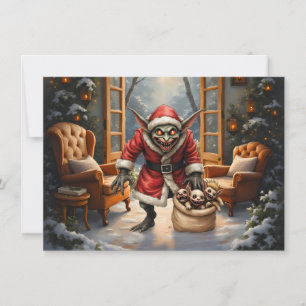 Gruseliger Weihnachts-Kobold – Dark Fantasy Böser Mitteilungskarte